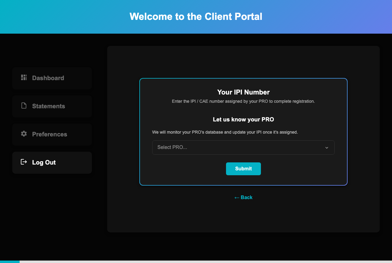 Onboarding path for users who do not have an IPI number yet